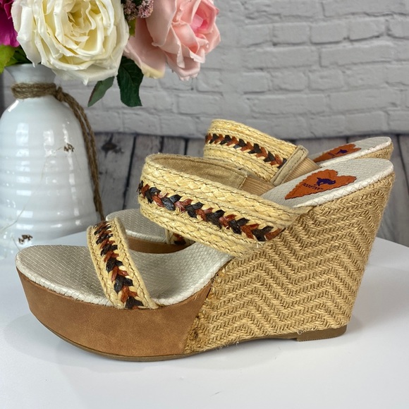 ROCKETDOG Brown/Rust/Tan/Cream Wedges - Picture 4 of 17